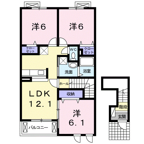 新城市川田のアパートの間取り