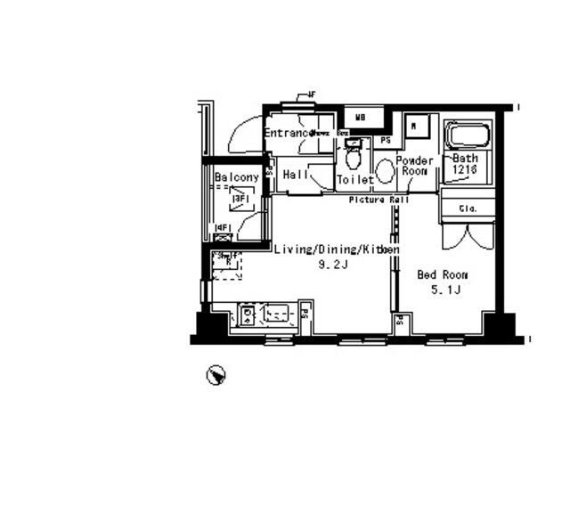 港区赤坂のマンションの間取り