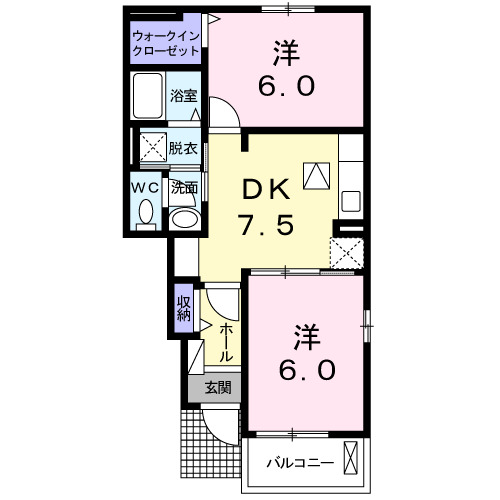 行橋市北泉のアパートの間取り