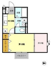 越谷市蒲生茜町のアパートの間取り