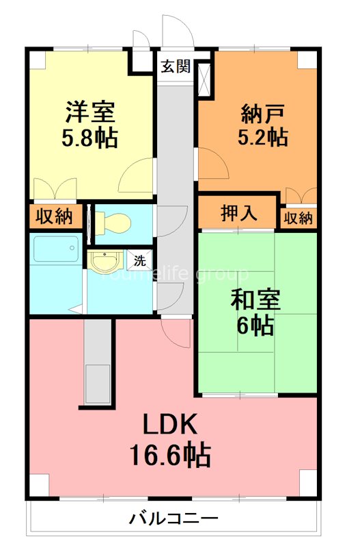 平塚市中原のマンションの間取り