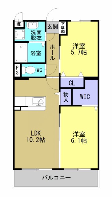 指宿市大牟礼のマンションの間取り