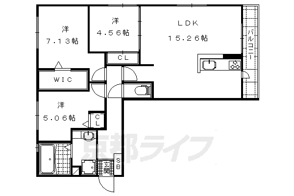 大津市南志賀のアパートの間取り