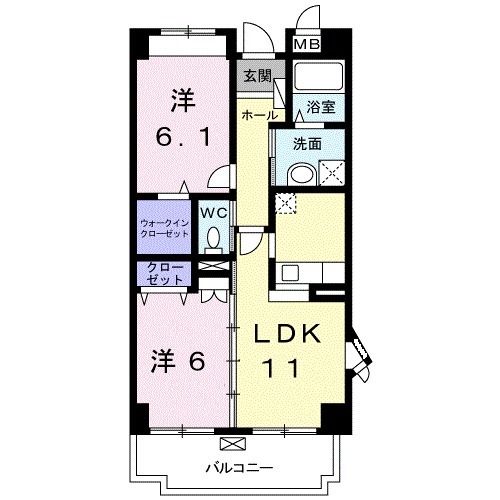 小牧市郷中のマンションの間取り