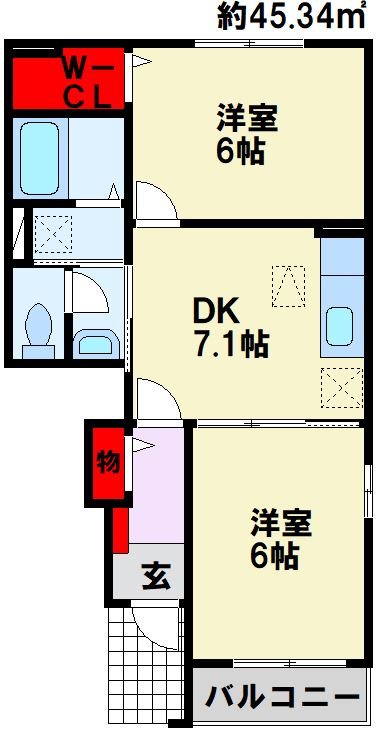 中間市岩瀬のアパートの間取り