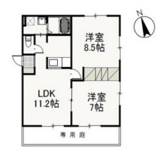 【岡山市東区松新町のアパートの間取り】