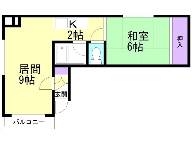 札幌市手稲区手稲本町一条のアパートの間取り