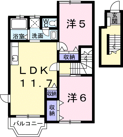 阿南市那賀川町苅屋のアパートの間取り