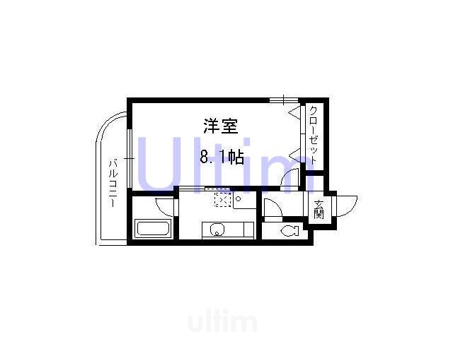 京阪宇治線 観月橋駅 徒歩8分 5階建 築22年の間取り写真