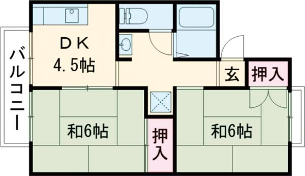 京都市西京区大枝沓掛町のアパートの間取り