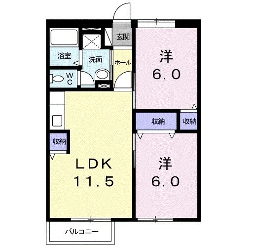 宇部市大字東岐波のアパートの間取り