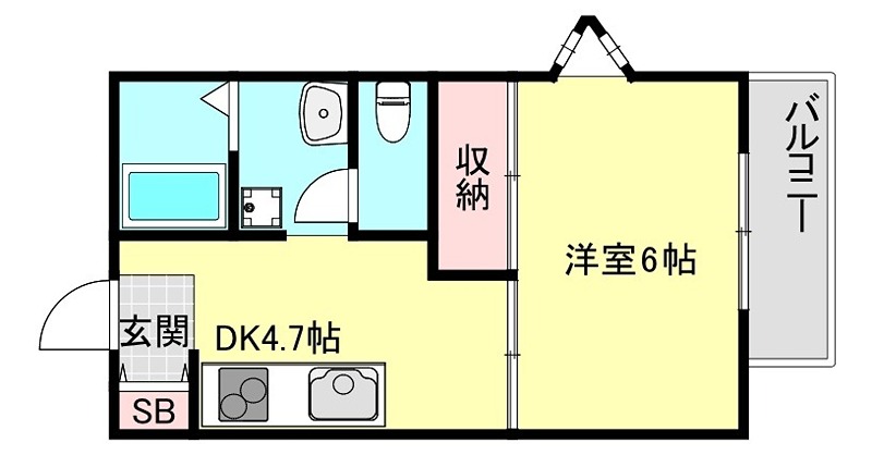 高砂市春日野町のアパートの間取り