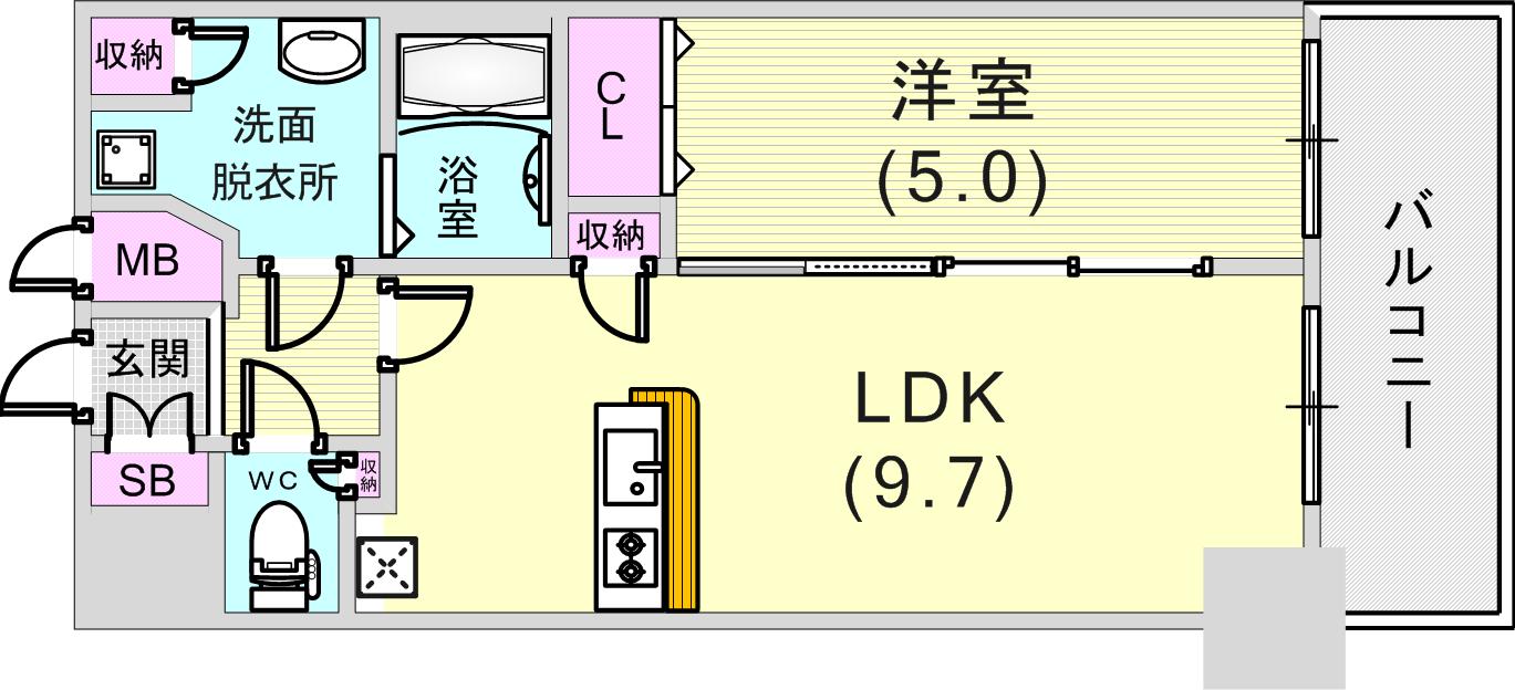 【プレサンス三宮ポルトの間取り】