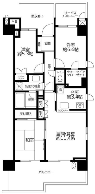 リーセントヒルズC棟の間取り