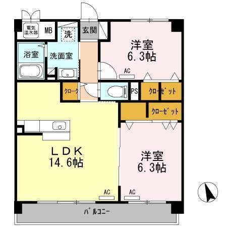 呉市広中町のマンションの間取り