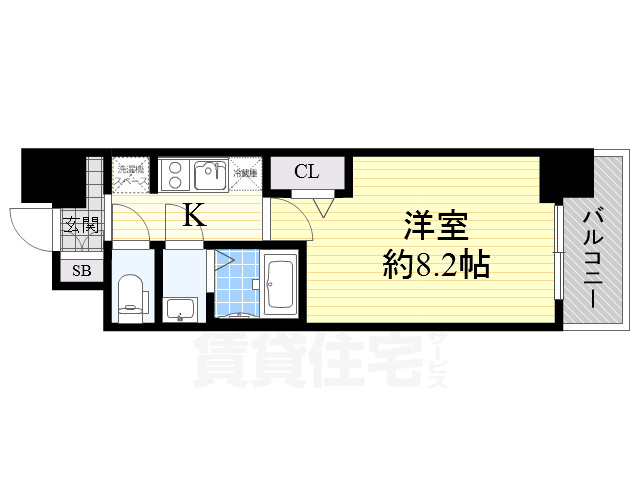 大阪市中央区博労町のマンションの間取り