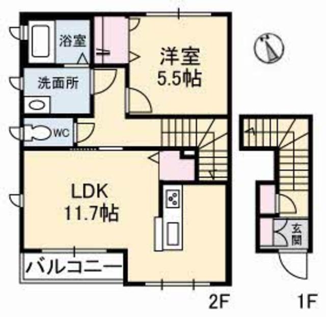 尾道市山波町のアパートの間取り