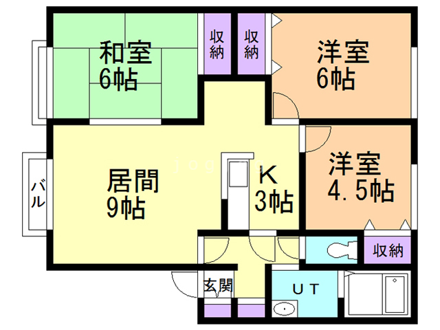 札幌市白石区北郷四条のアパートの間取り