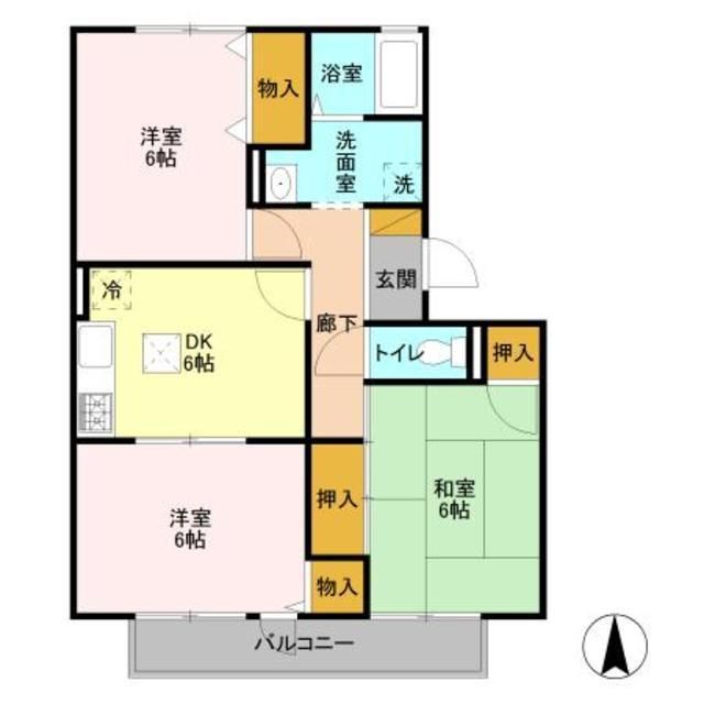 鎌ケ谷市北中沢のアパートの間取り