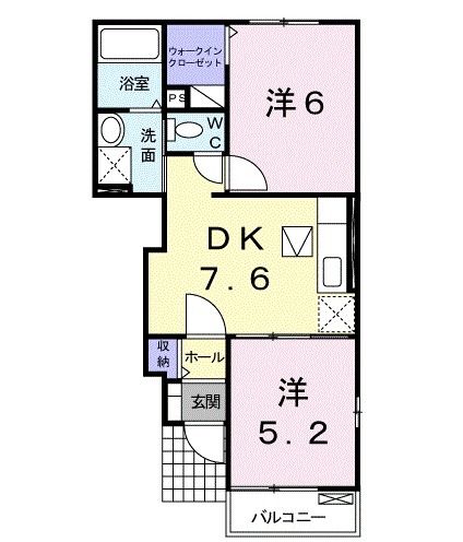 入間郡越生町上野東のアパートの間取り