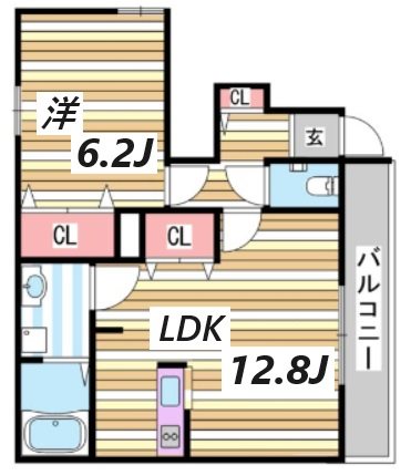 神戸市北区山田町上谷上のアパートの間取り