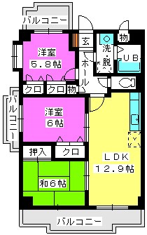 那珂川市中原のマンションの間取り