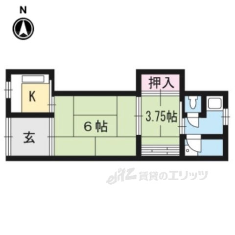 京都市左京区下鴨泉川町のアパートの間取り