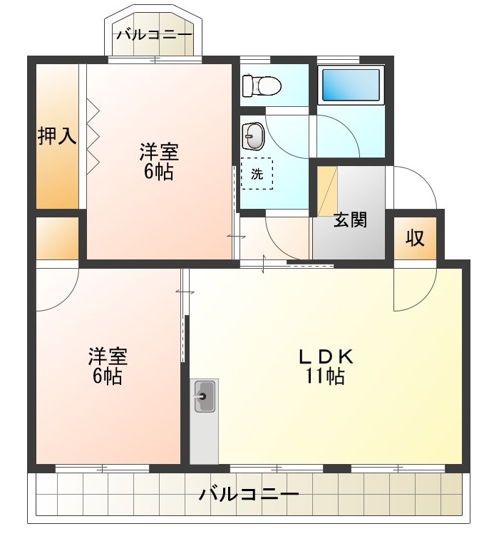 徳島市末広のマンションの間取り