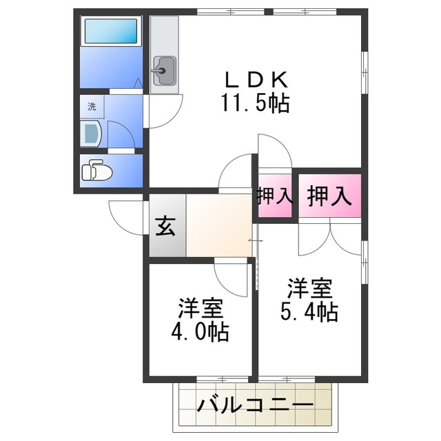 和歌山市本脇のアパートの間取り