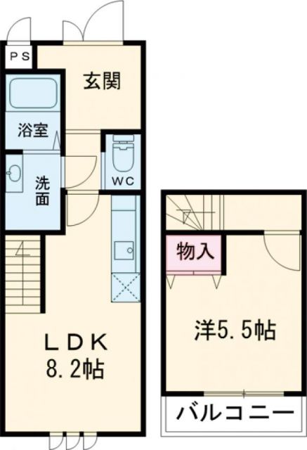 大阪狭山市狭山のアパートの間取り