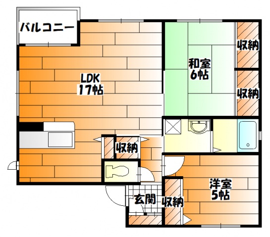 広島市安佐南区山本のアパートの間取り