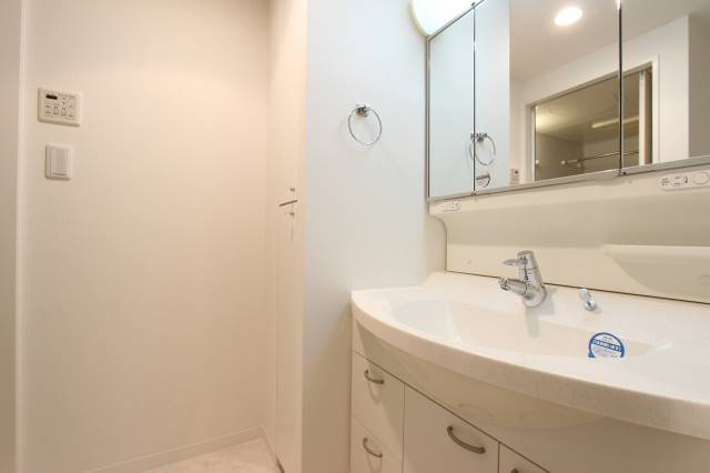 洗面設備　大きな洗面台です