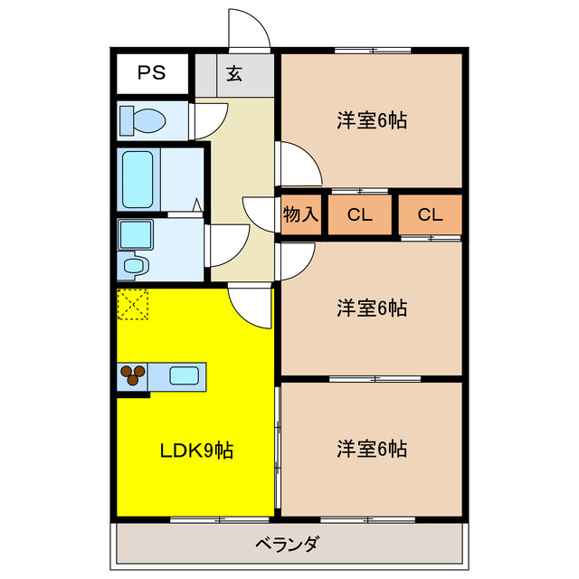 岐阜県大垣市三本木４（マンション）の賃貸物件の間取り