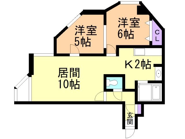 函館市柏木町のマンションの間取り