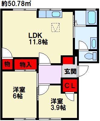 ファミール真木 B棟の間取り