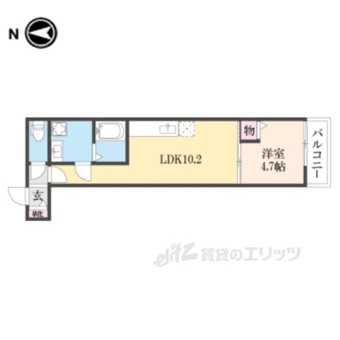 奈良市芝辻町のアパートの間取り