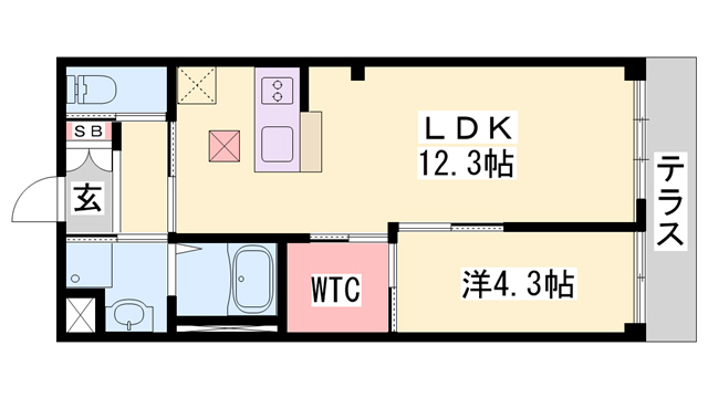 明石市魚住町中尾のアパートの間取り