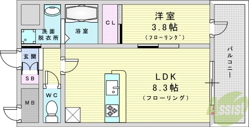 大阪市北区豊崎のマンションの間取り