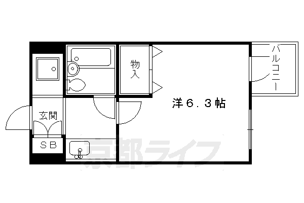 京都市北区大宮開町のマンションの間取り