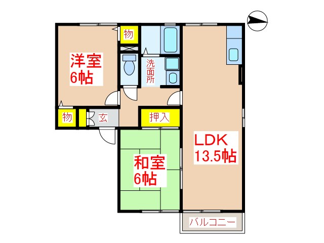 霧島市隼人町姫城のアパートの間取り