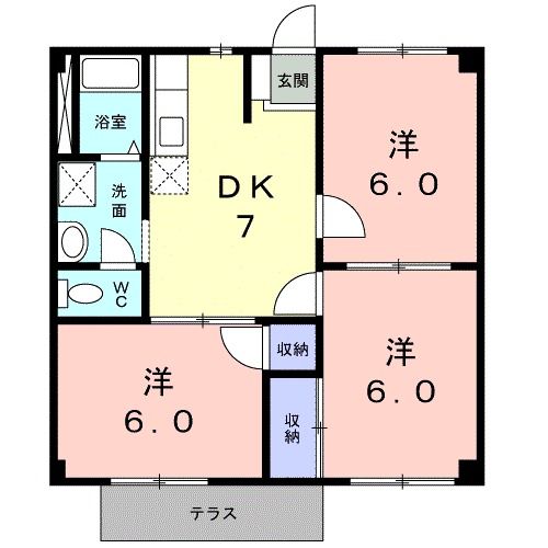 宮城郡利府町加瀬のアパートの間取り