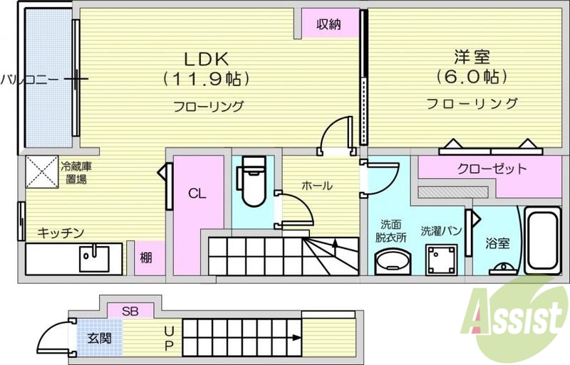 仙台市太白区四郎丸のアパートの間取り