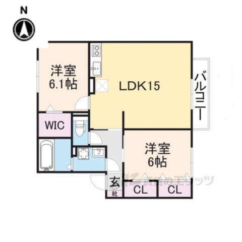 寝屋川市太秦東が丘のアパートの間取り