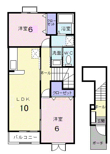 倉敷市福井のアパートの間取り