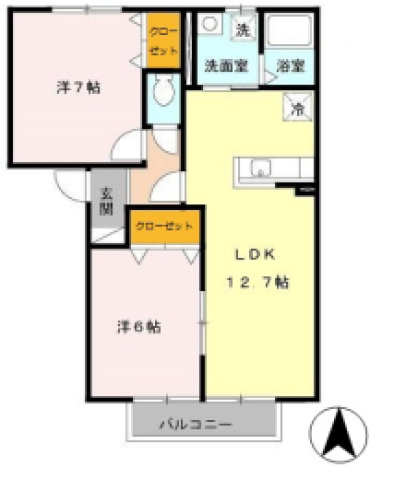 葛城市北花内のアパートの間取り