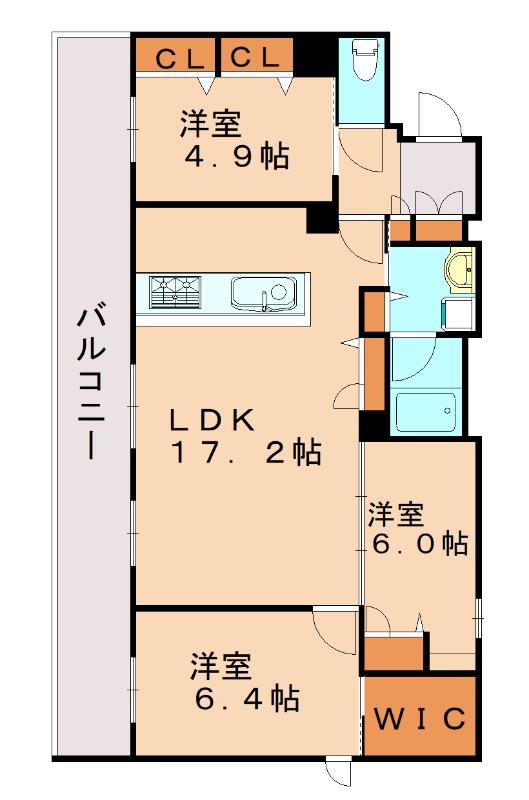 福岡市博多区空港前のアパートの間取り