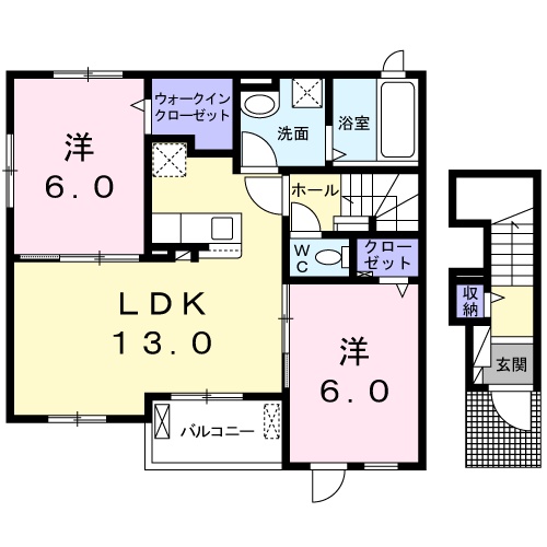 加古郡稲美町国岡のアパートの間取り