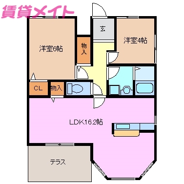 亀山市北町のアパートの間取り