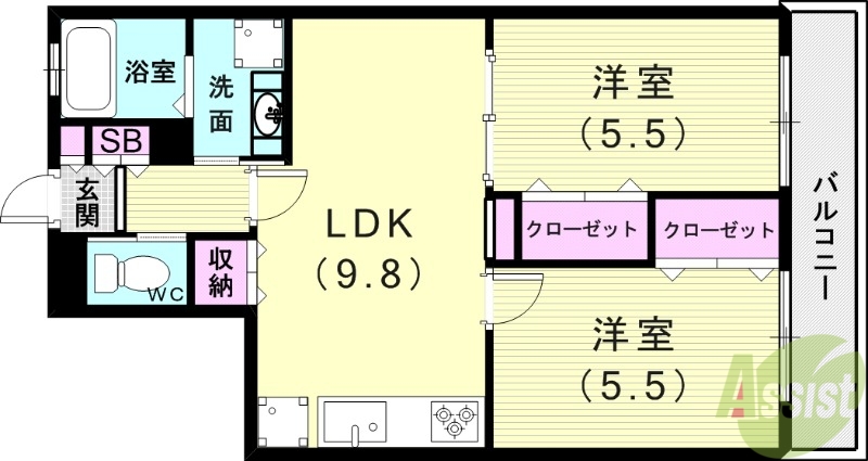 Riso+Miraieジェームス山EASTの間取り