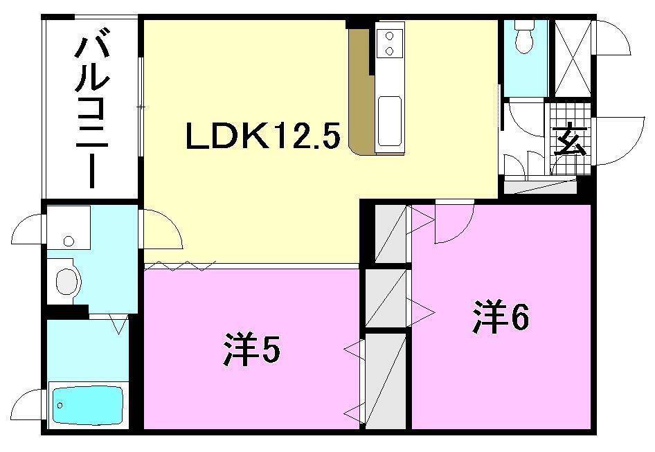 【松山市福角町のマンションの間取り】